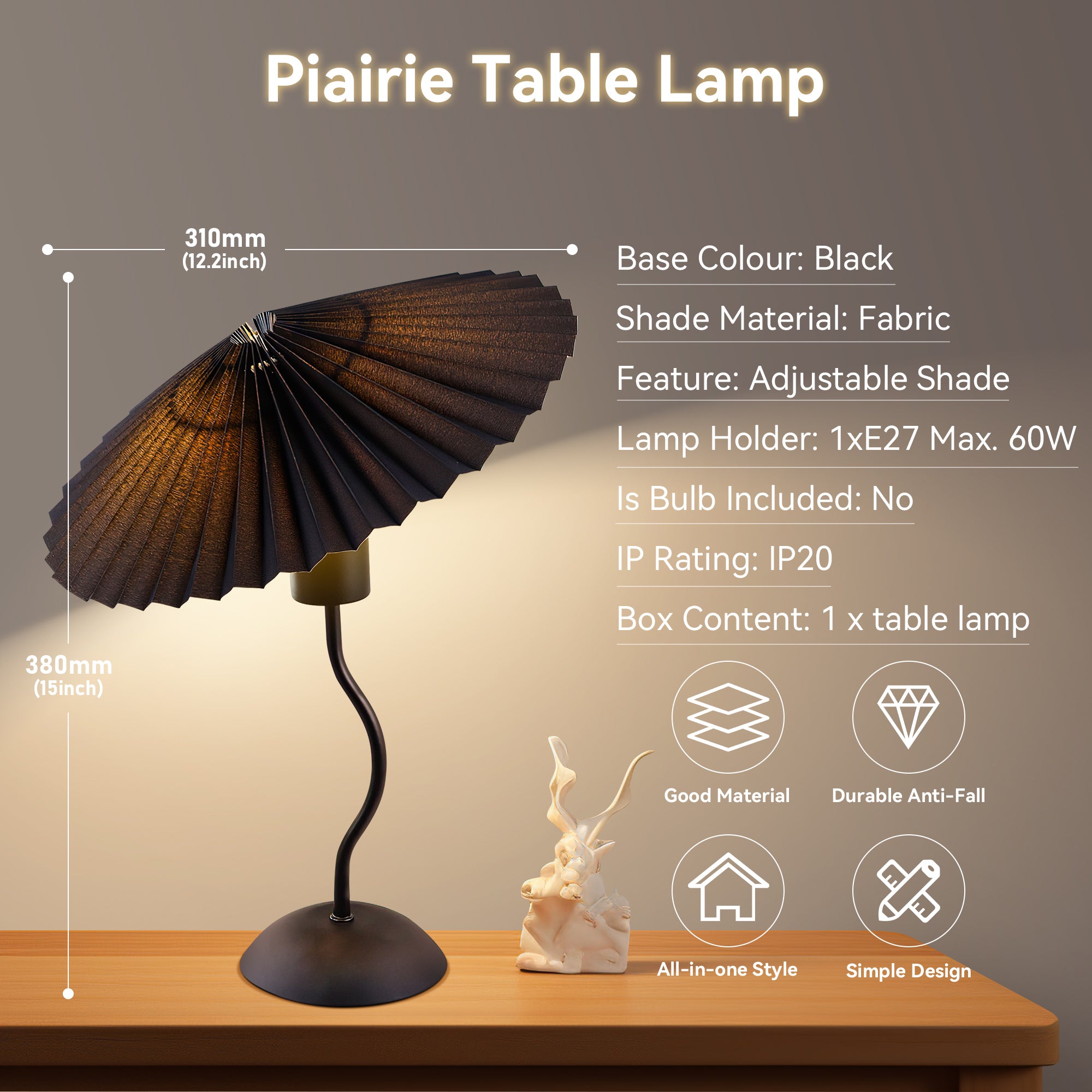 Piairie Table Lamp - Black