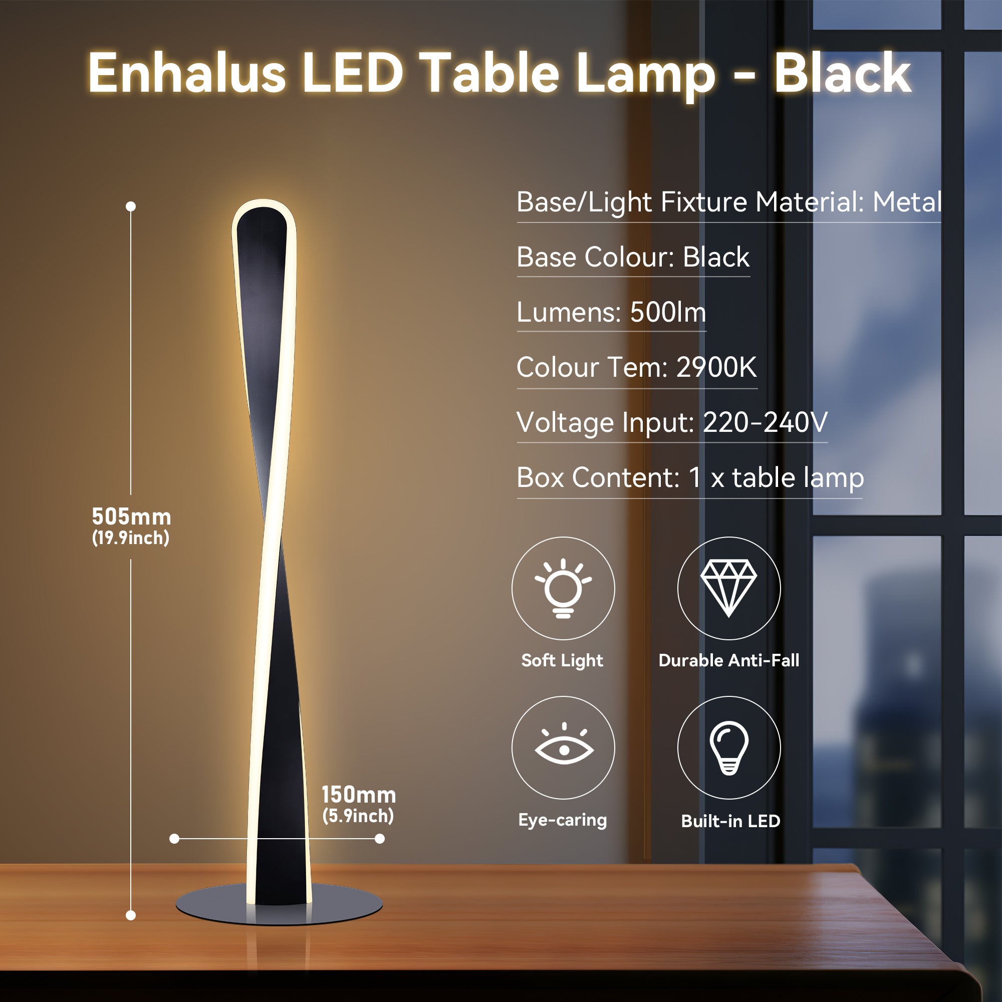 Enhalus LED Table Lamp - Black