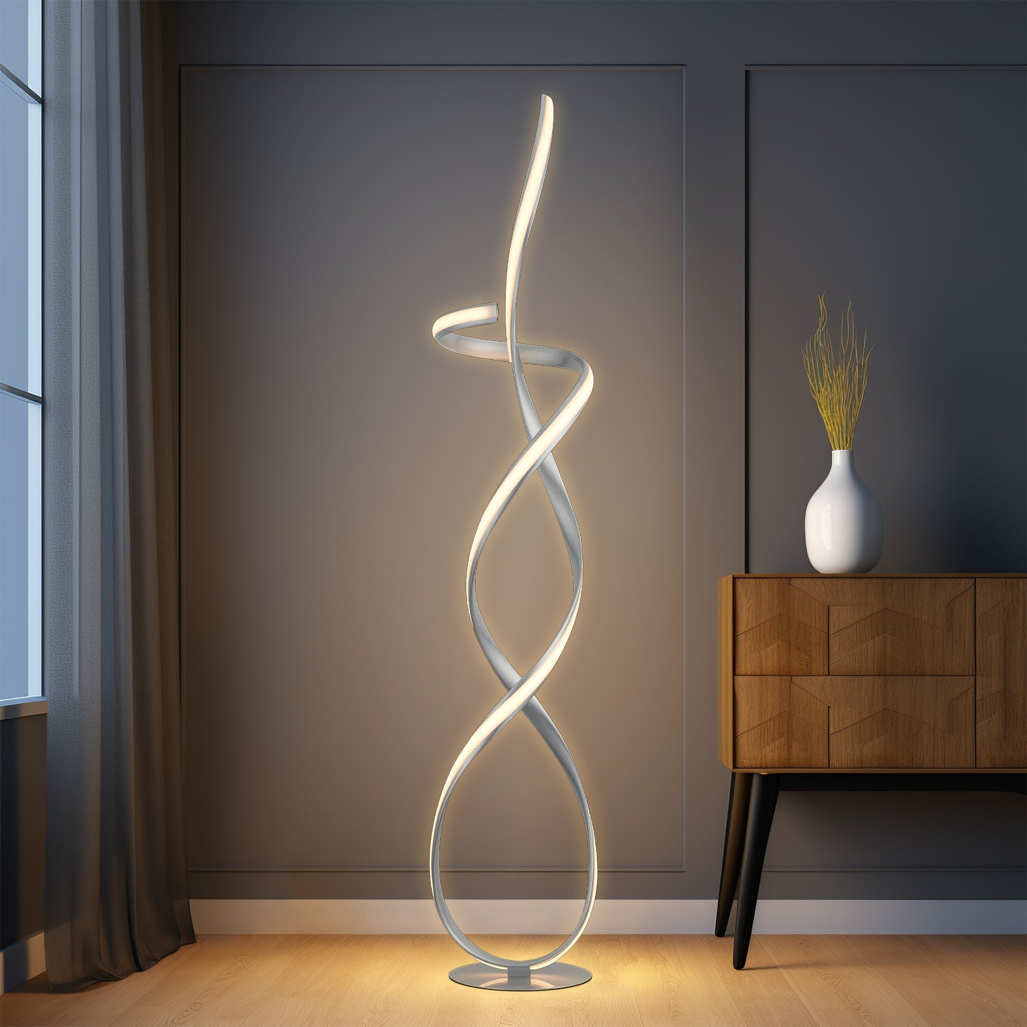 Ainhoa LED Floor Lamp - Satin Chrome