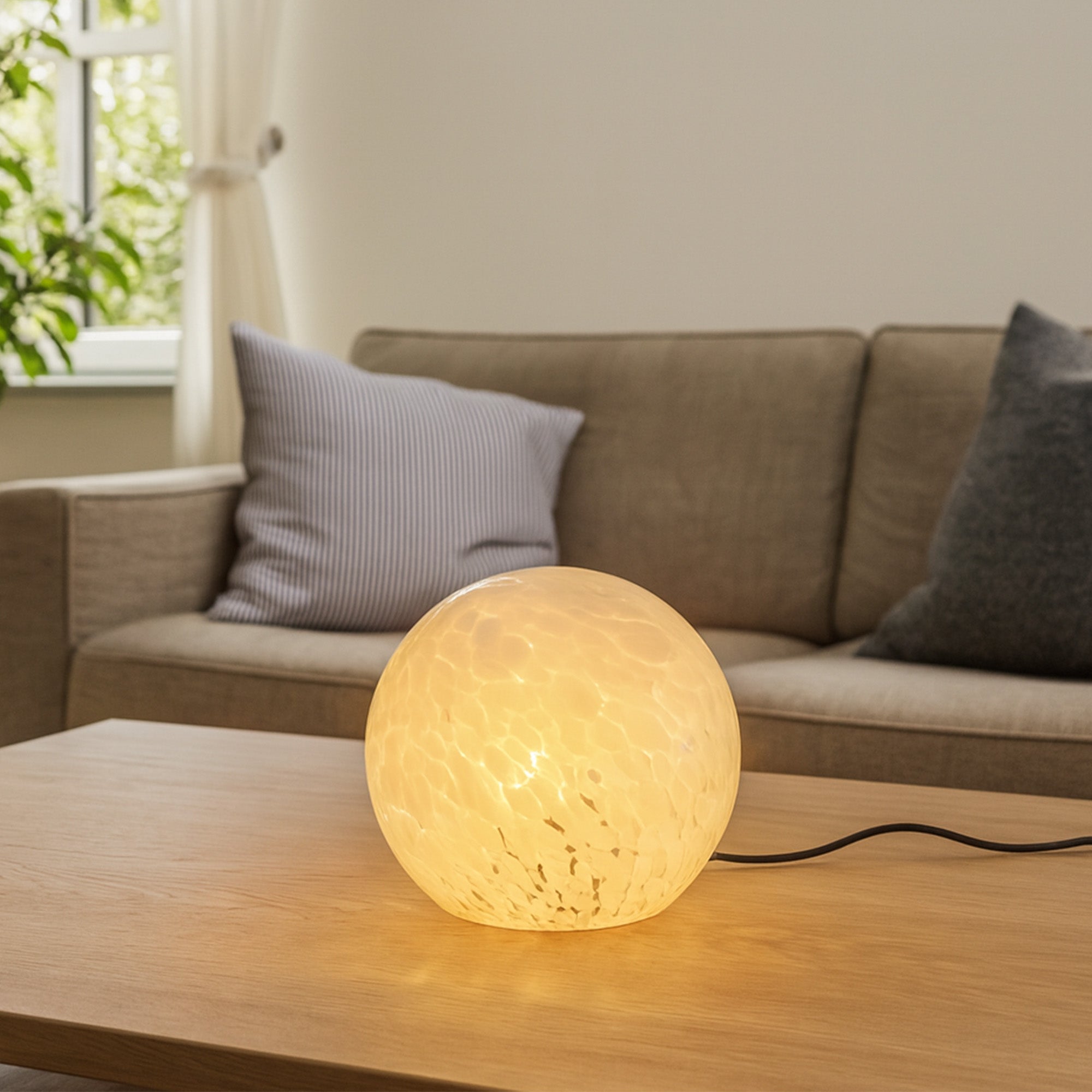 Lyra Glass Ball Lamp - White Speckle