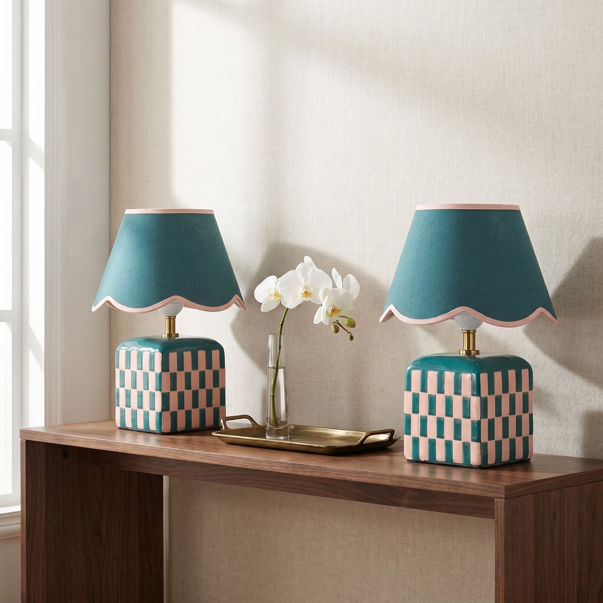 Valentina Ceramic Table Lamp Set of 2 - Green