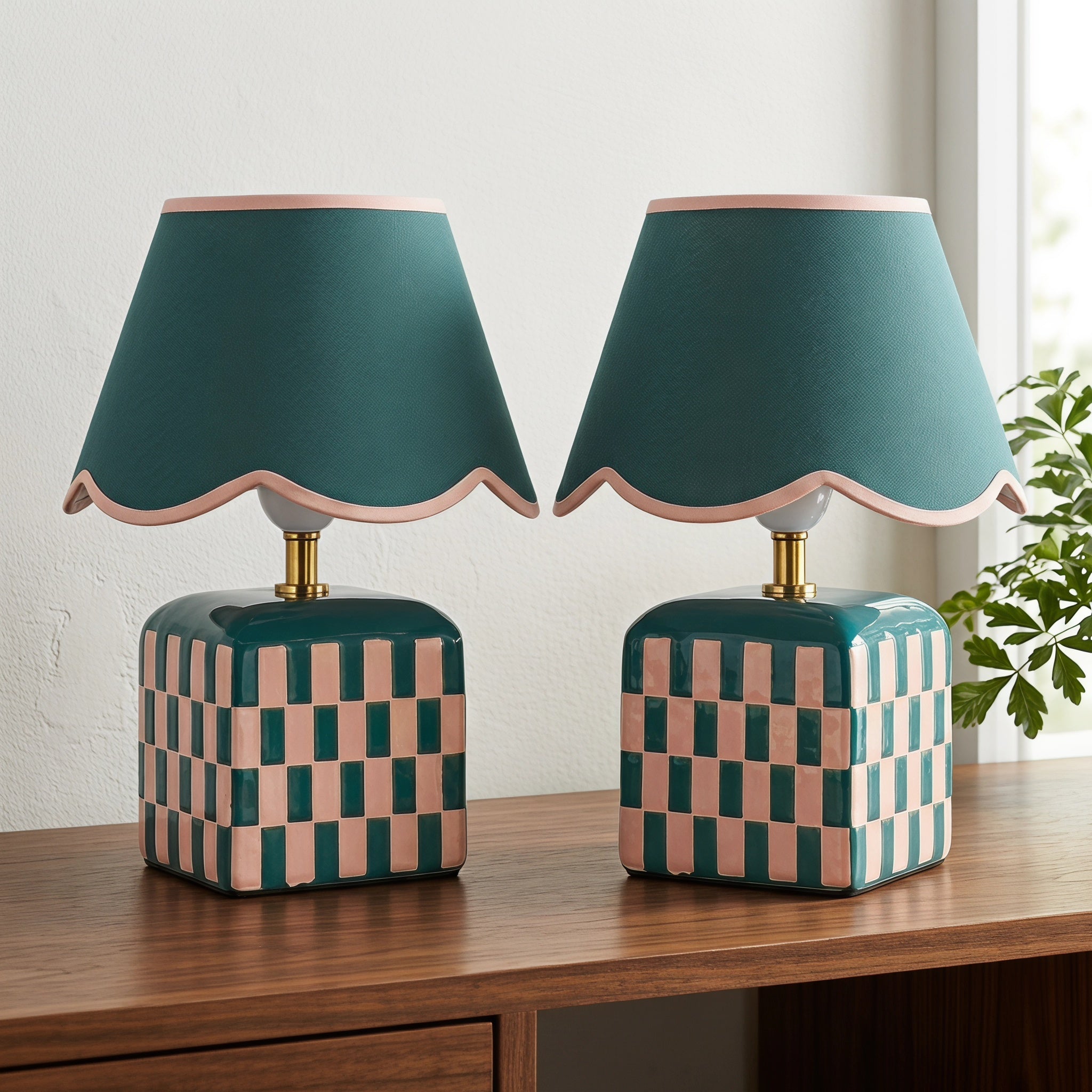 Valentina Ceramic Table Lamp Set of 2 - Green