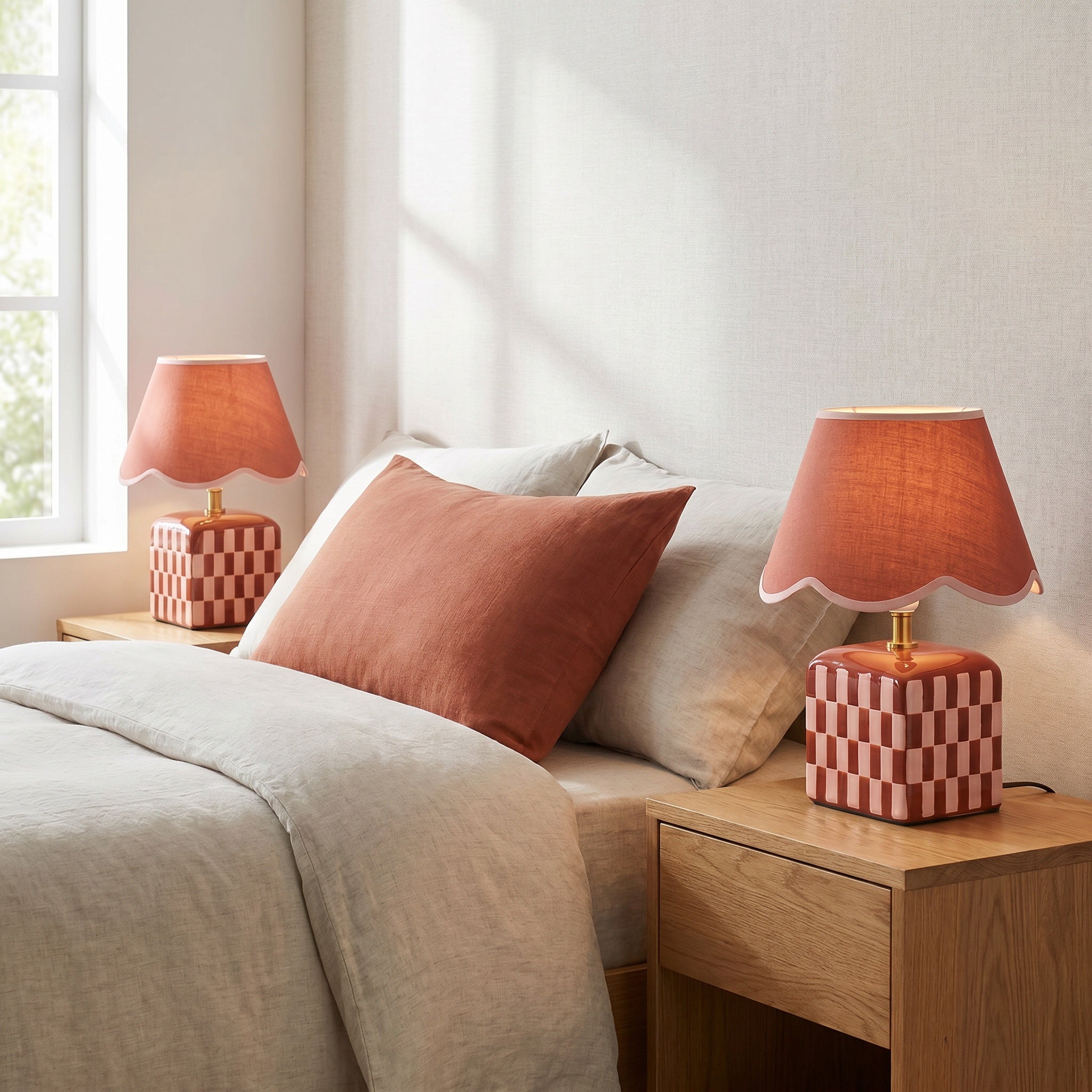 Valentina Ceramic Table Lamp Set of 2 - Coral