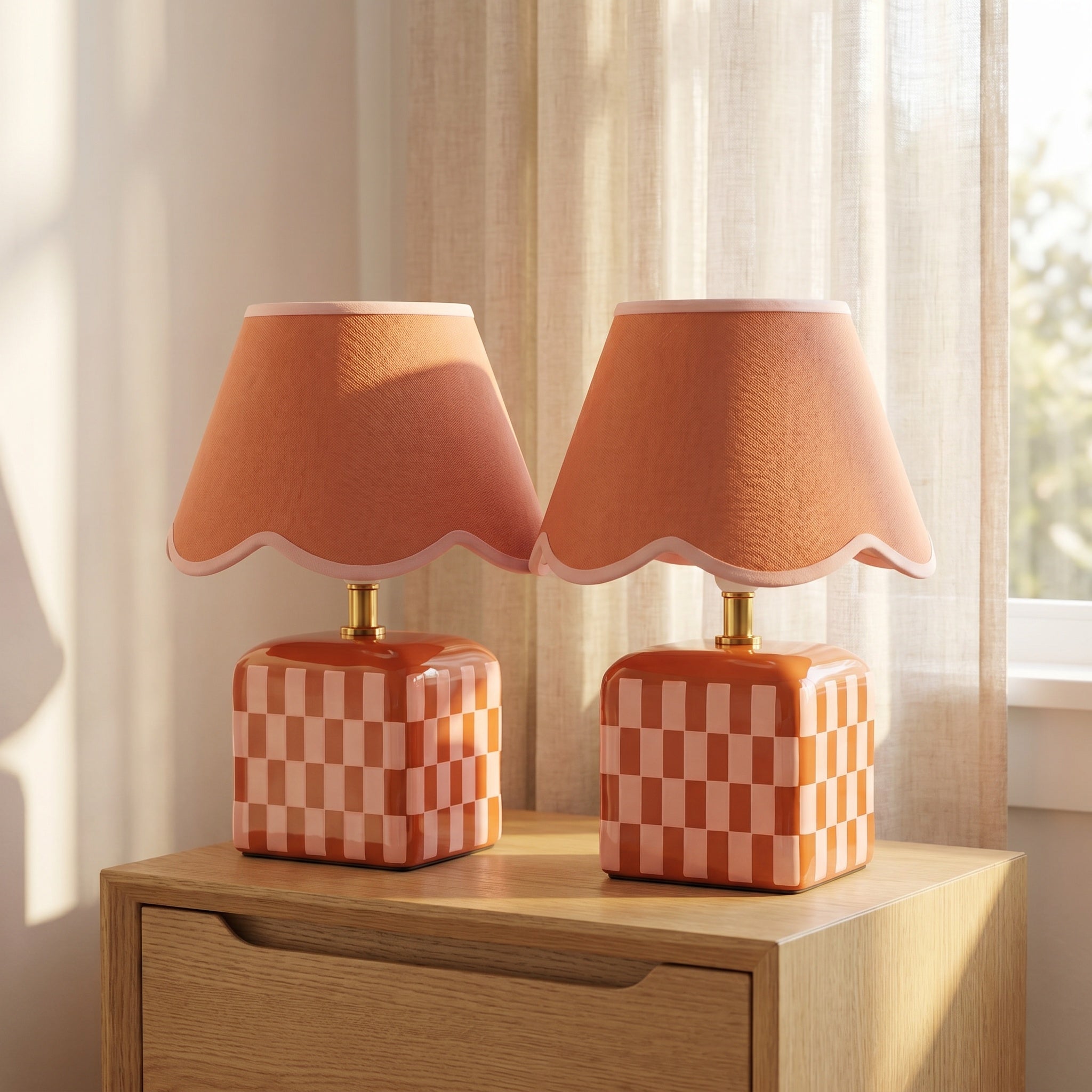 Valentina Ceramic Table Lamp Set of 2 - Coral