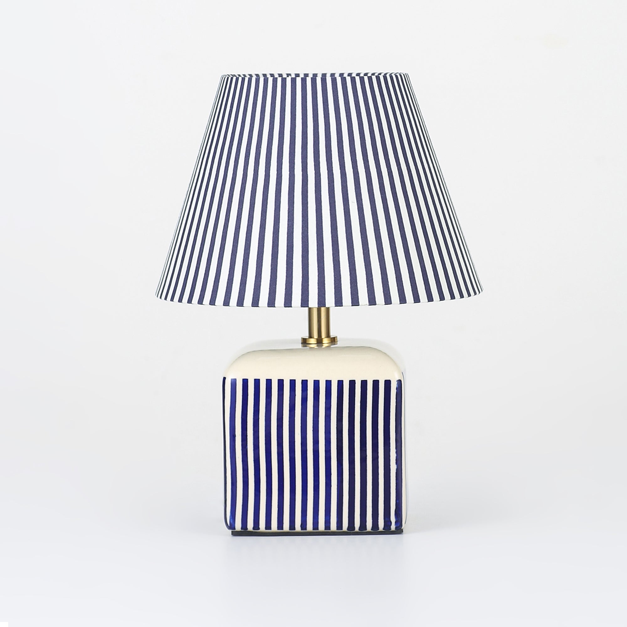 Amaris Ceramic Striped Table Lamp Set of 2 - Blue