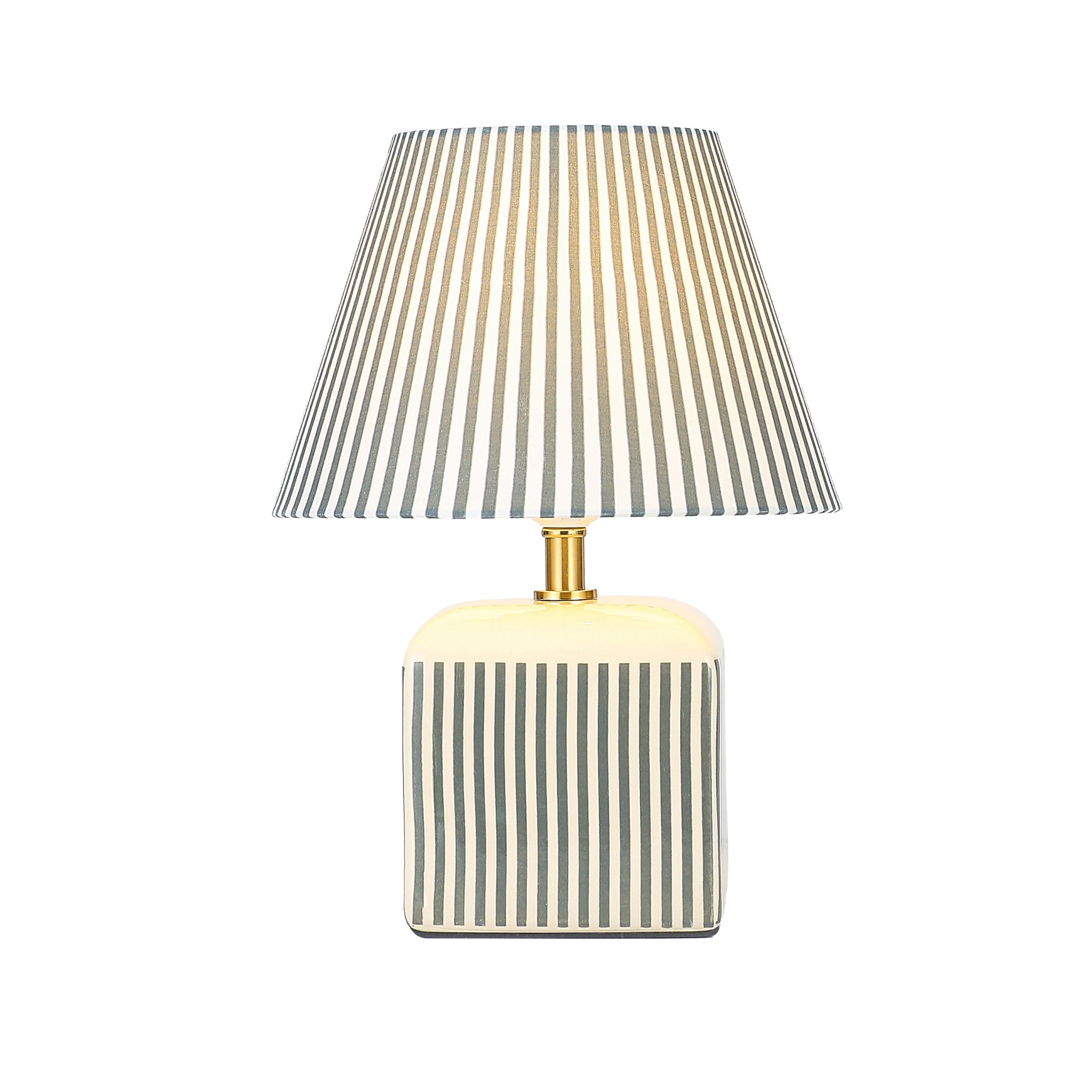 Amaris Ceramic Striped Table Lamp Set of 2 - Green