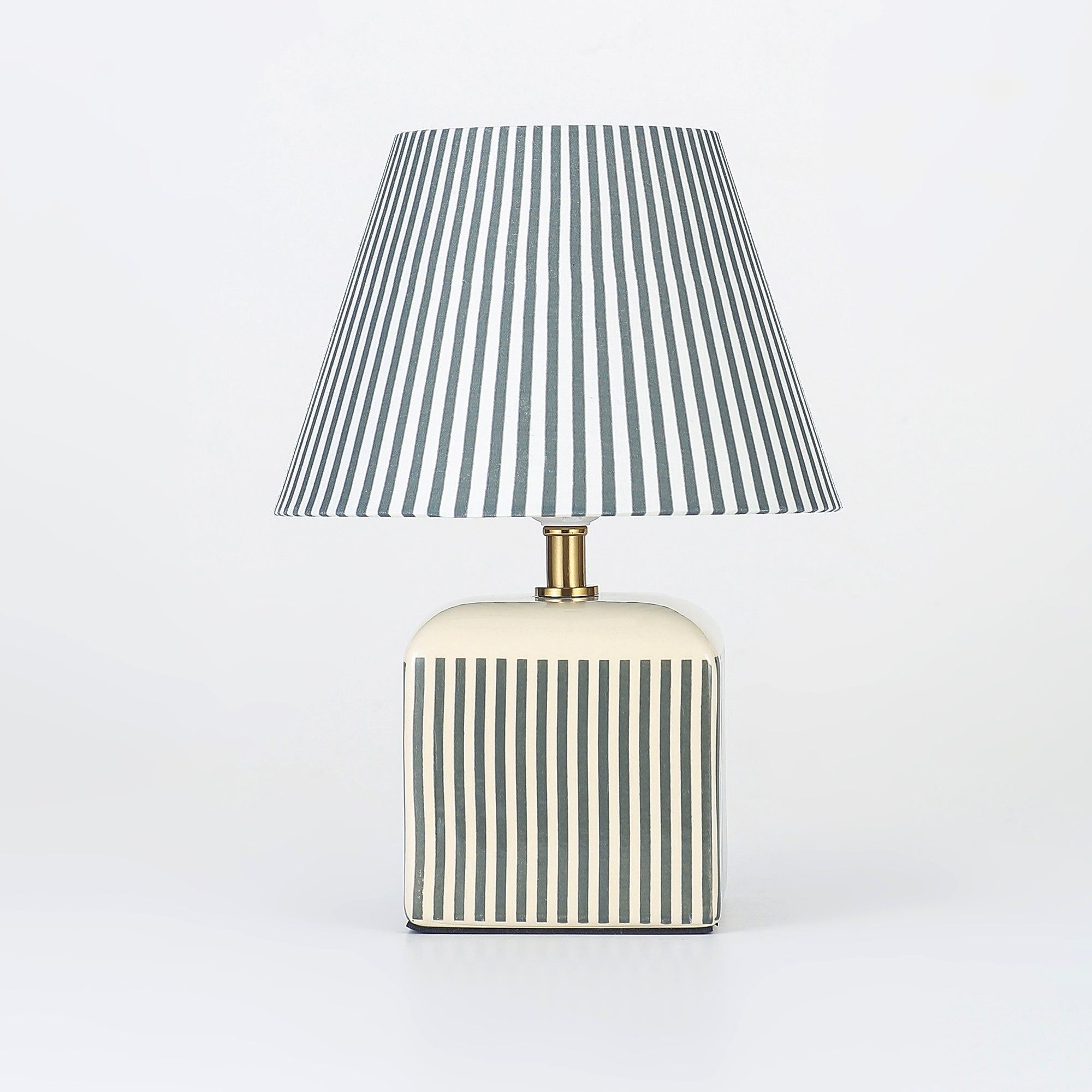 Amaris Ceramic Striped Table Lamp Set of 2 - Green