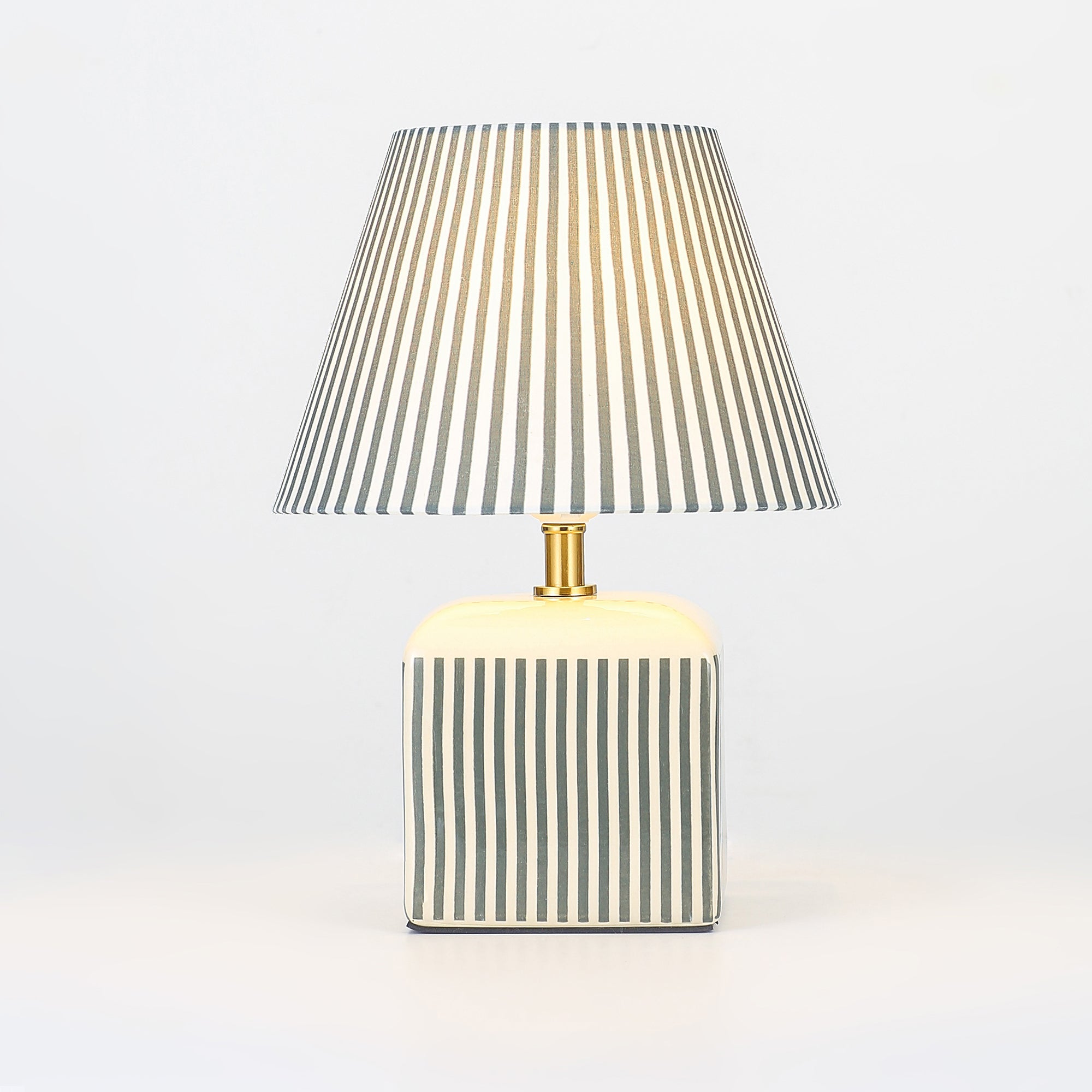 Amaris Ceramic Striped Table Lamp Set of 2 - Green