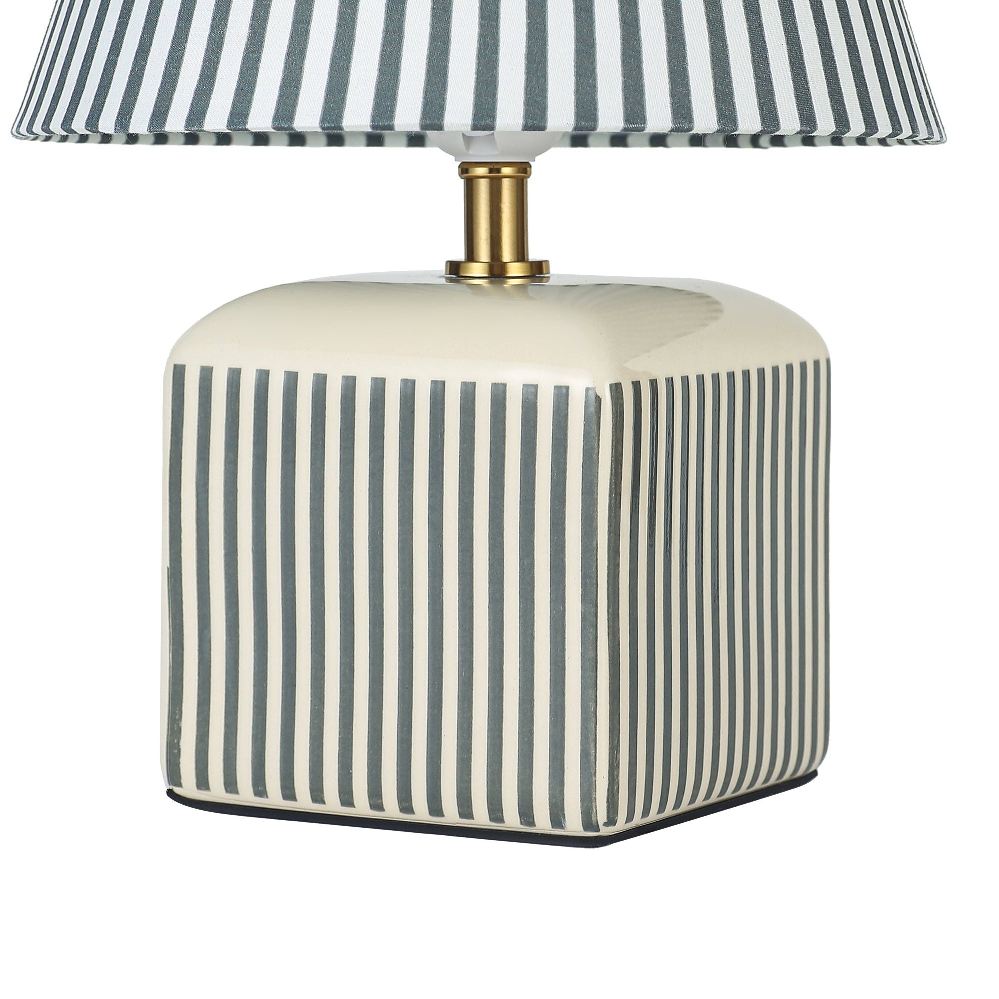 Amaris Ceramic Striped Table Lamp Set of 2 - Green