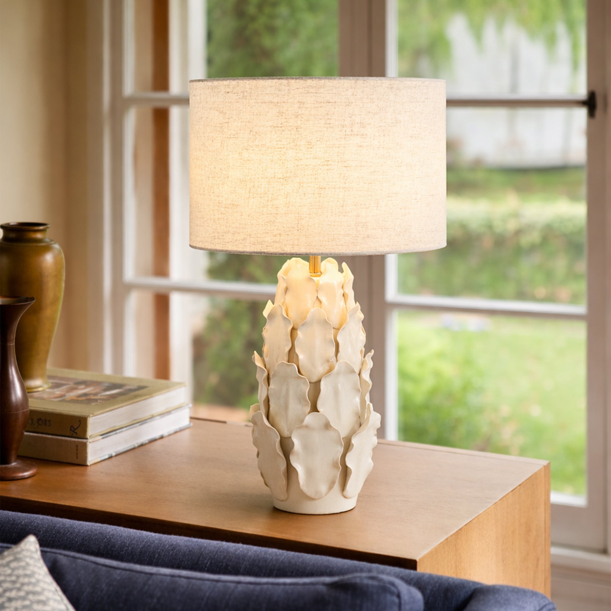 Layered Leaf Ceramic Table Lamp