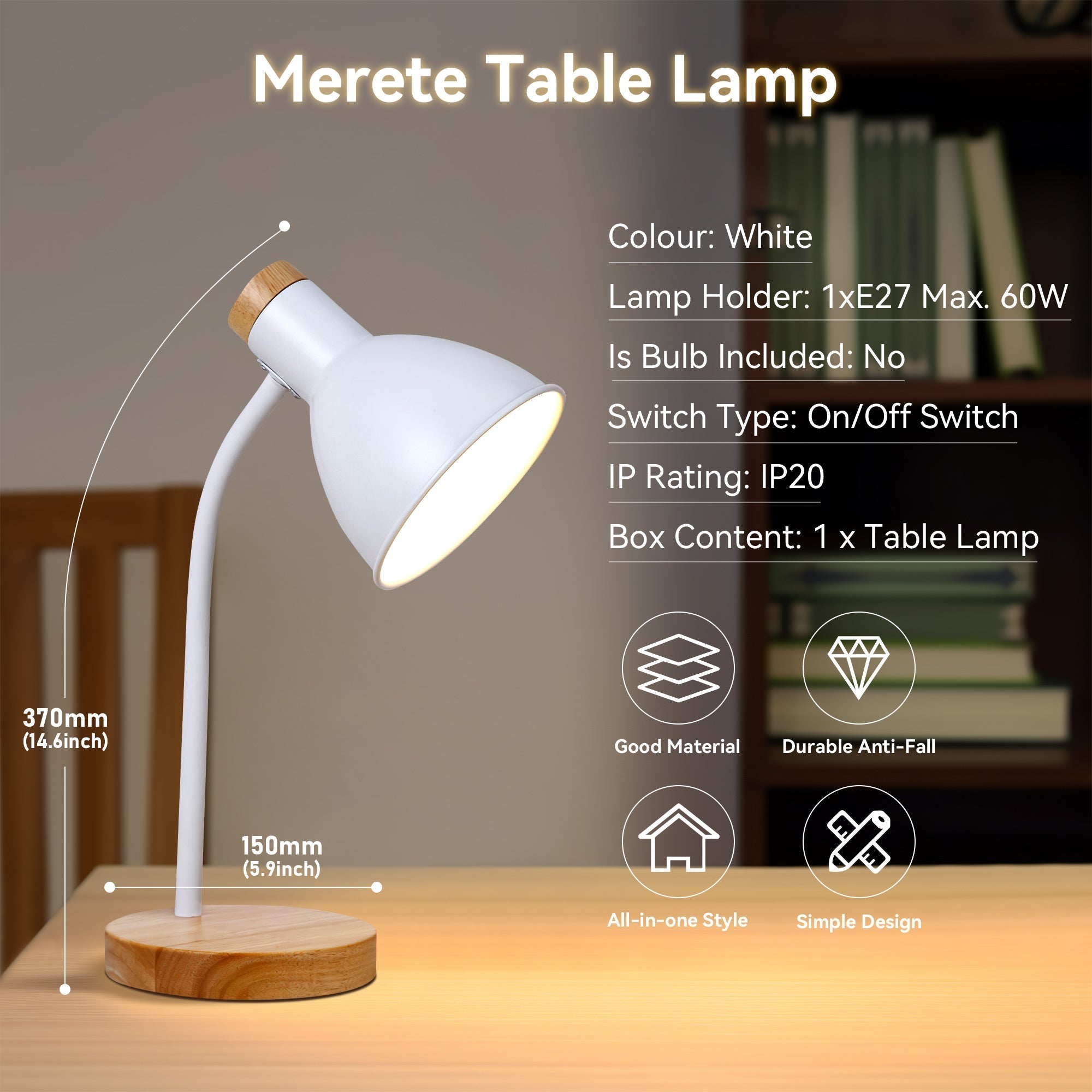 Merete Table Lamp - White