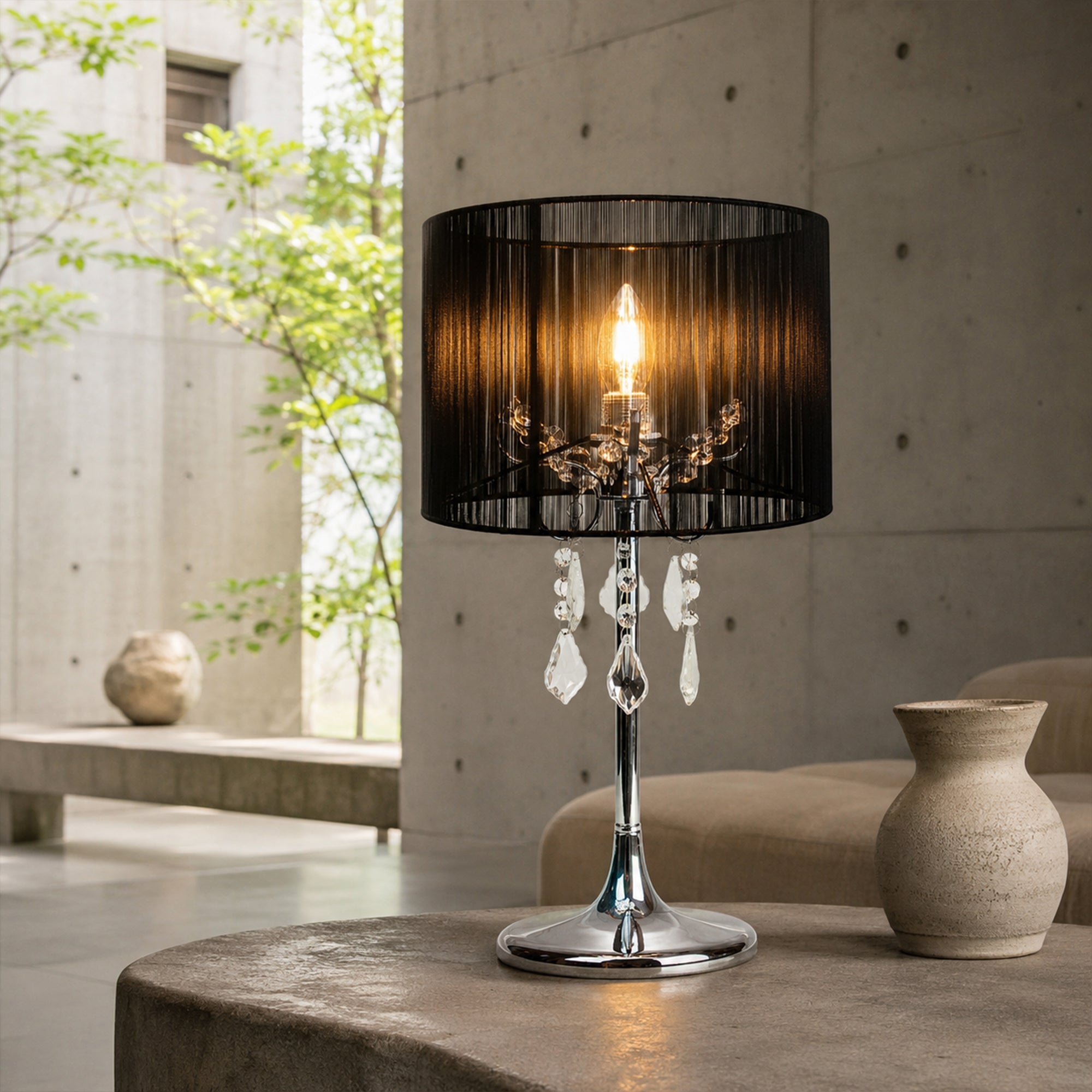 Paris Crystal Table Lamp - Black