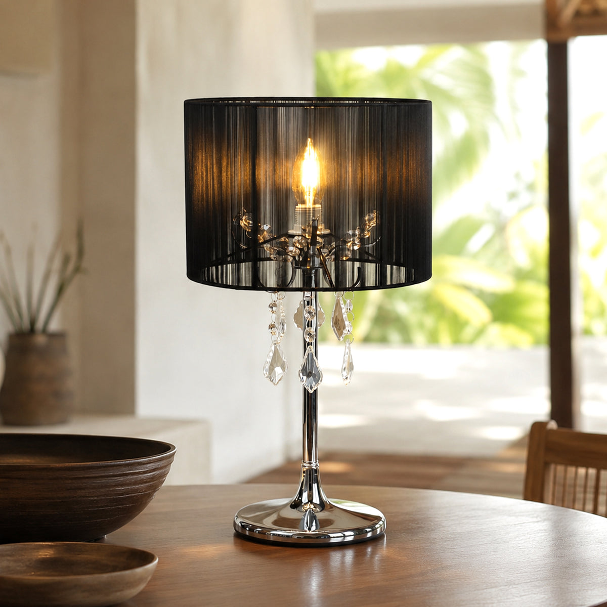 Paris Crystal Table Lamp - Black