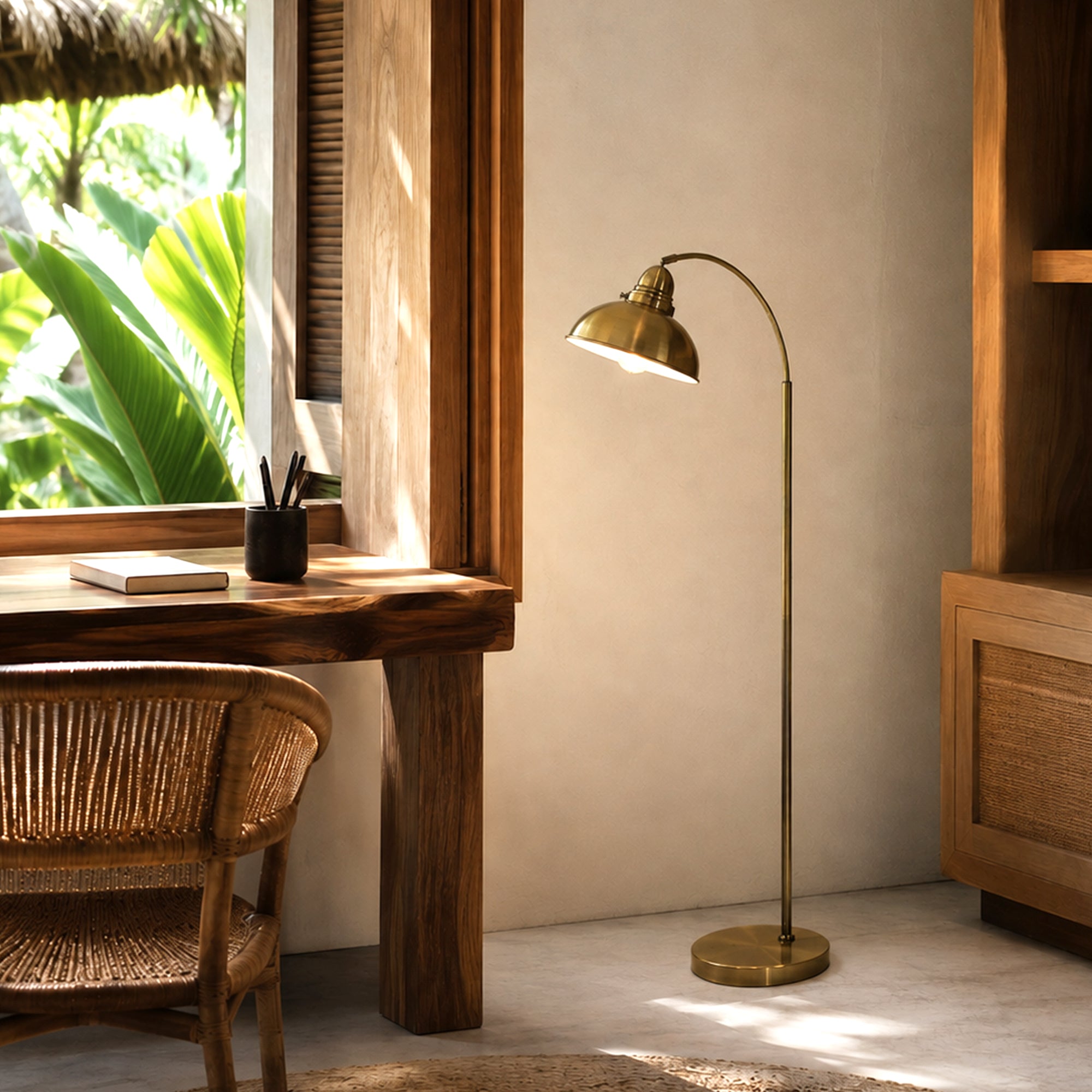 Manor Metal Floor Lamp - Weathered Brass
