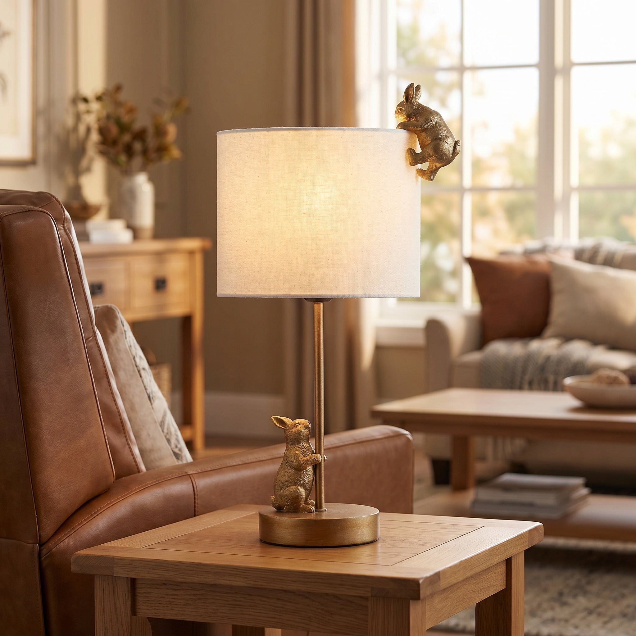 Two Rabbits Playing Table Lamp