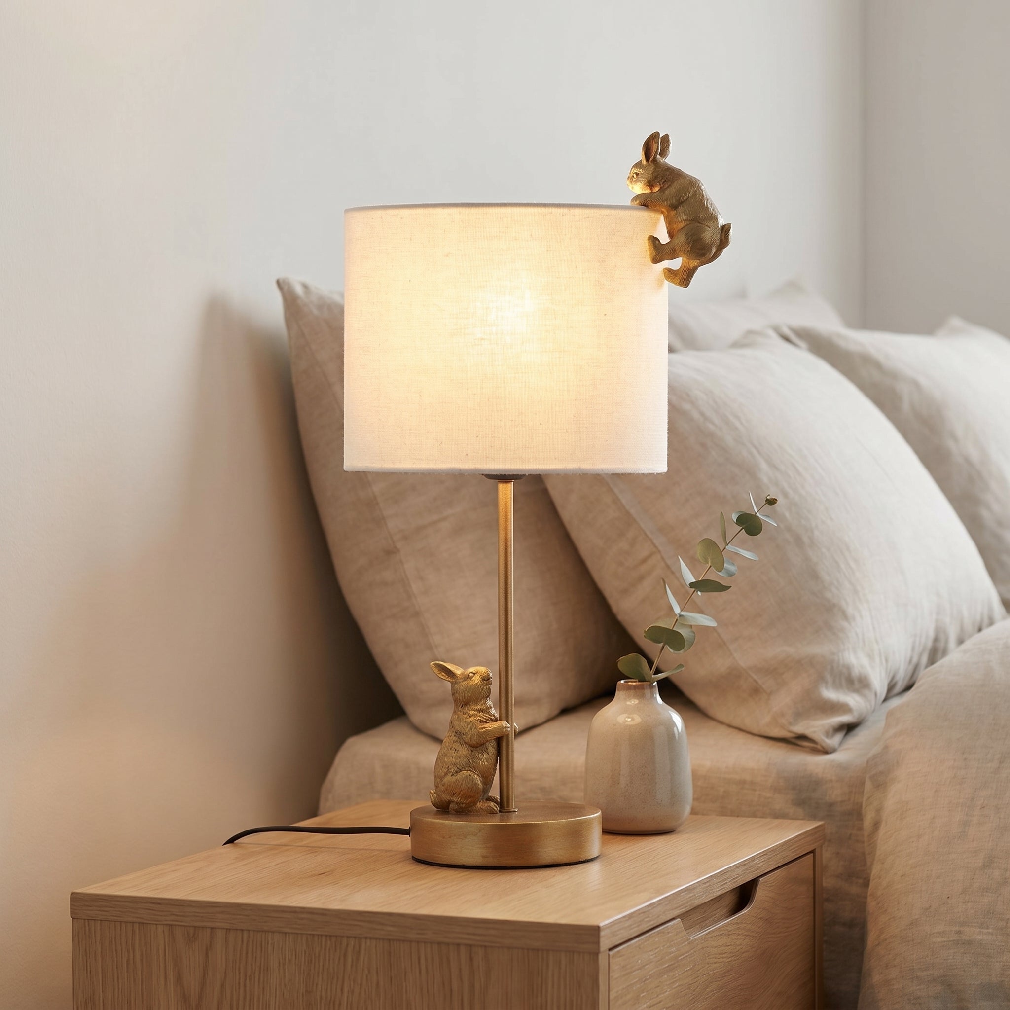 Two Rabbits Playing Table Lamp