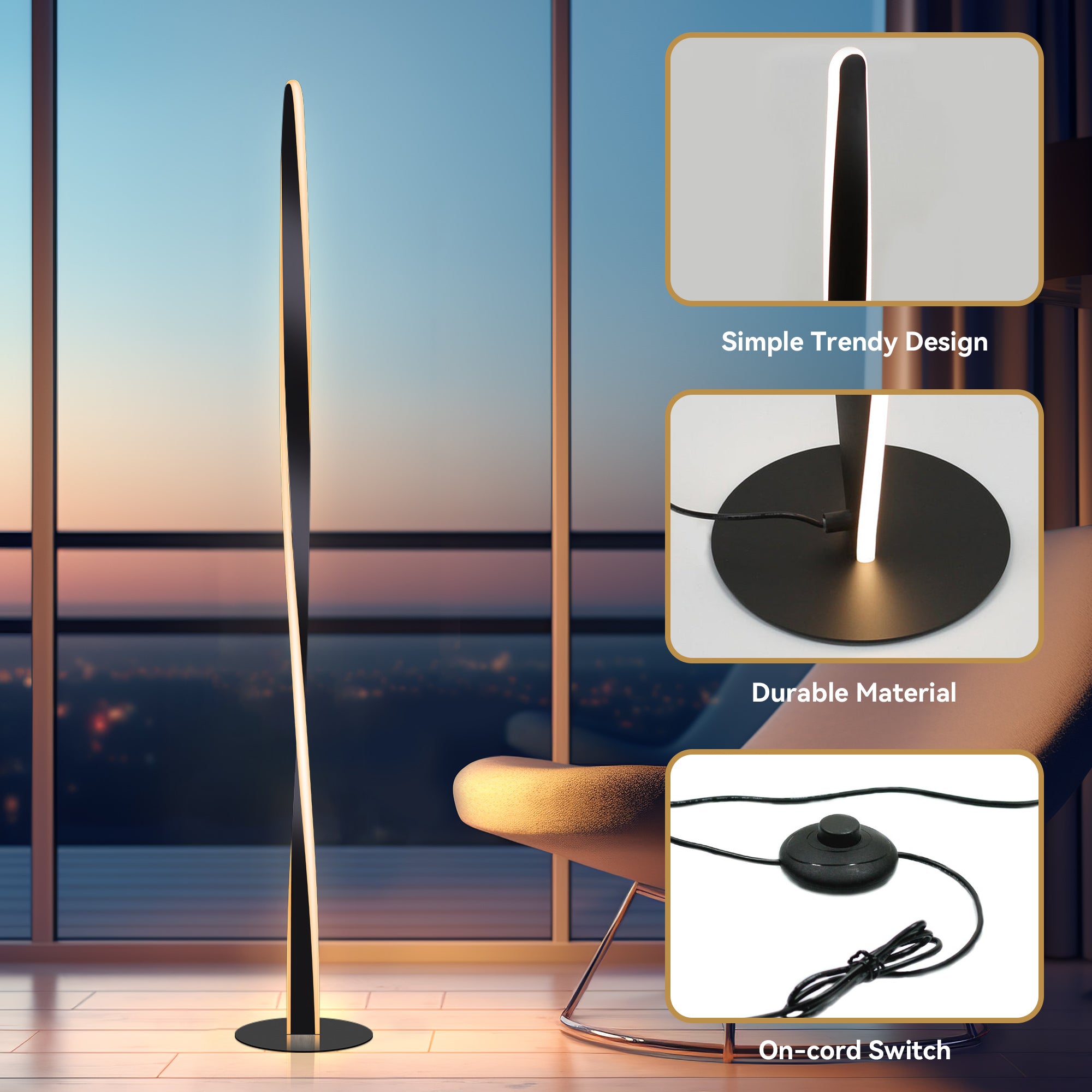 Enhalus LED Floor Lamp - Black