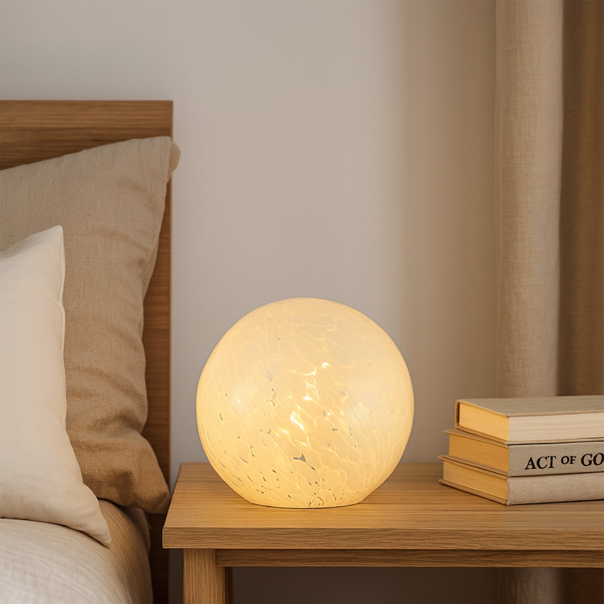 Lyra Glass Ball Lamp - White Speckle