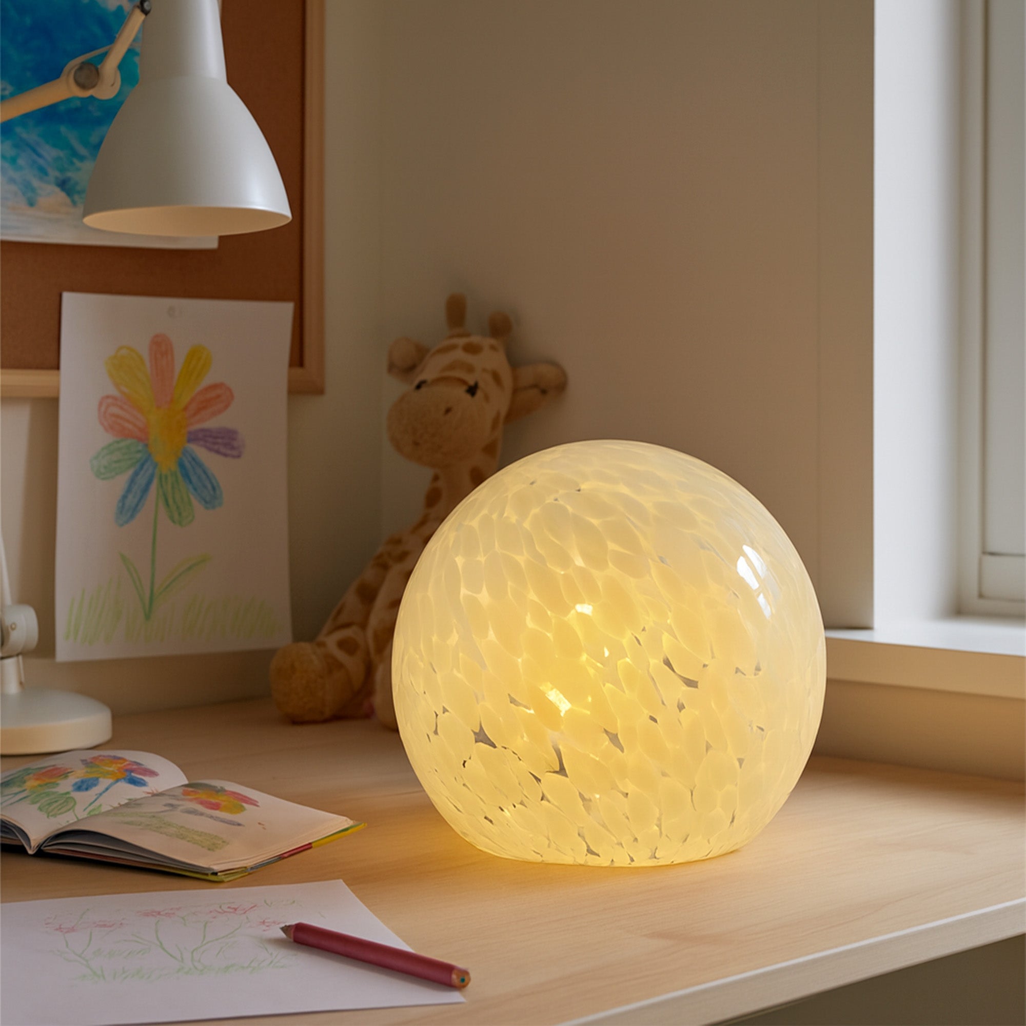 Lyra Glass Ball Lamp - White Speckle