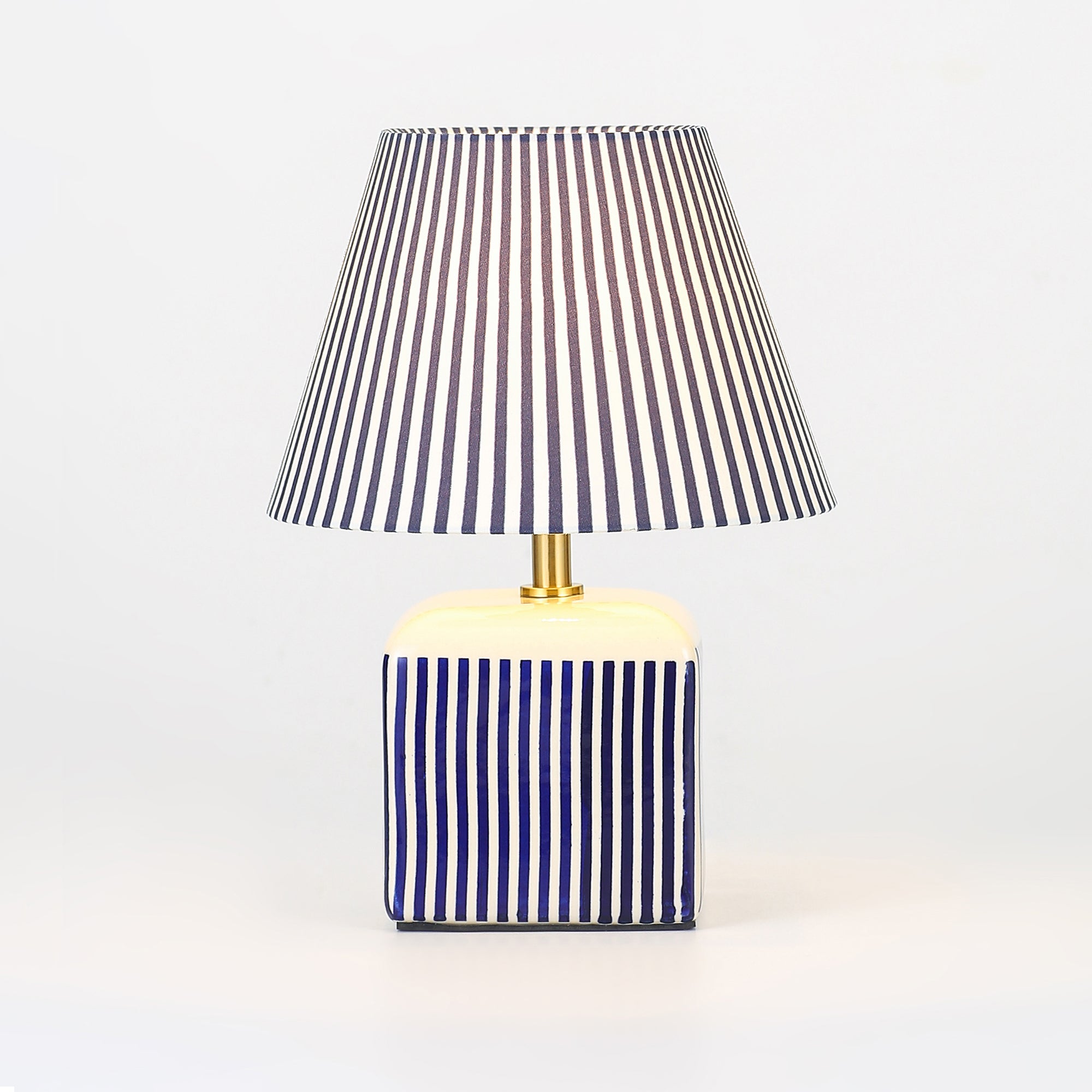 Amaris Ceramic Striped Table Lamp Set of 2 - Blue