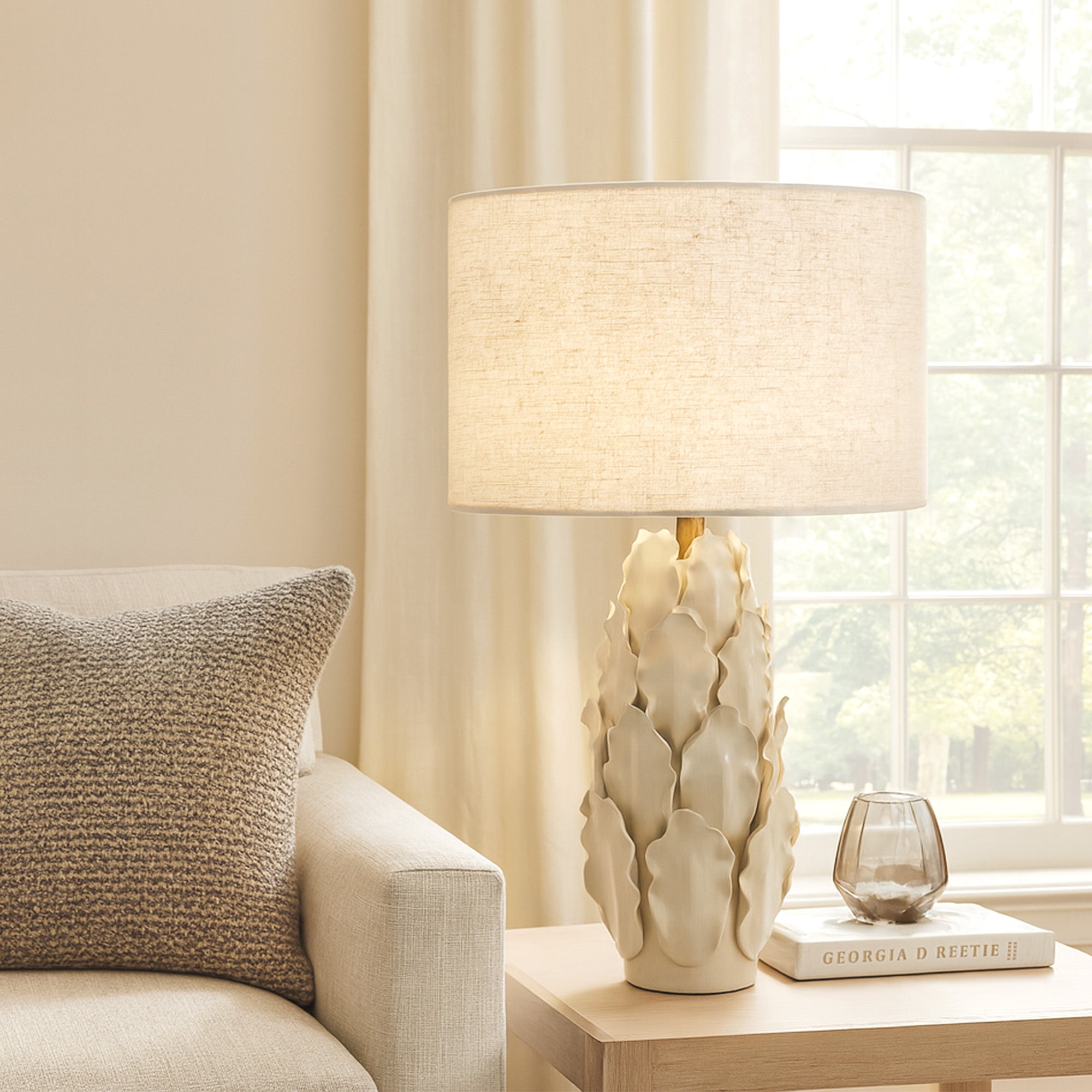 Layered Leaf Ceramic Table Lamp