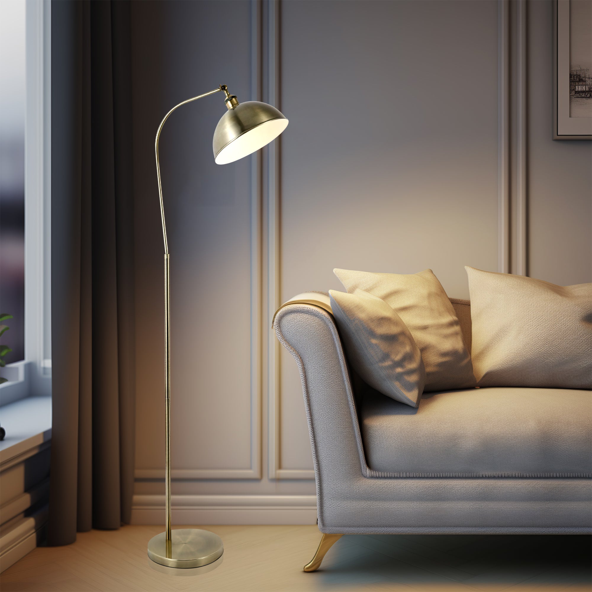 Lenna Floor Lamp - Antique Brass