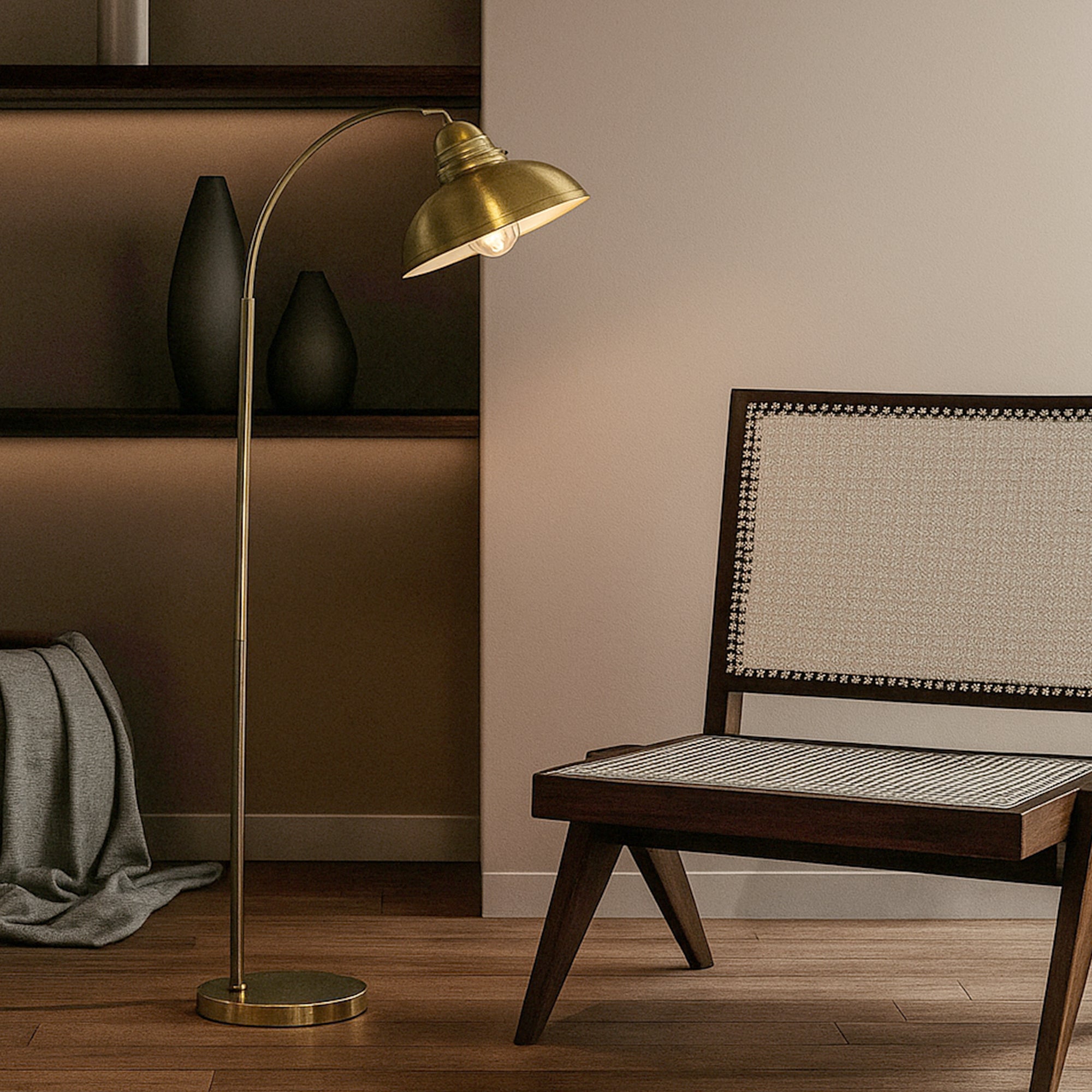 Manor Metal Floor Lamp - Weathered Brass