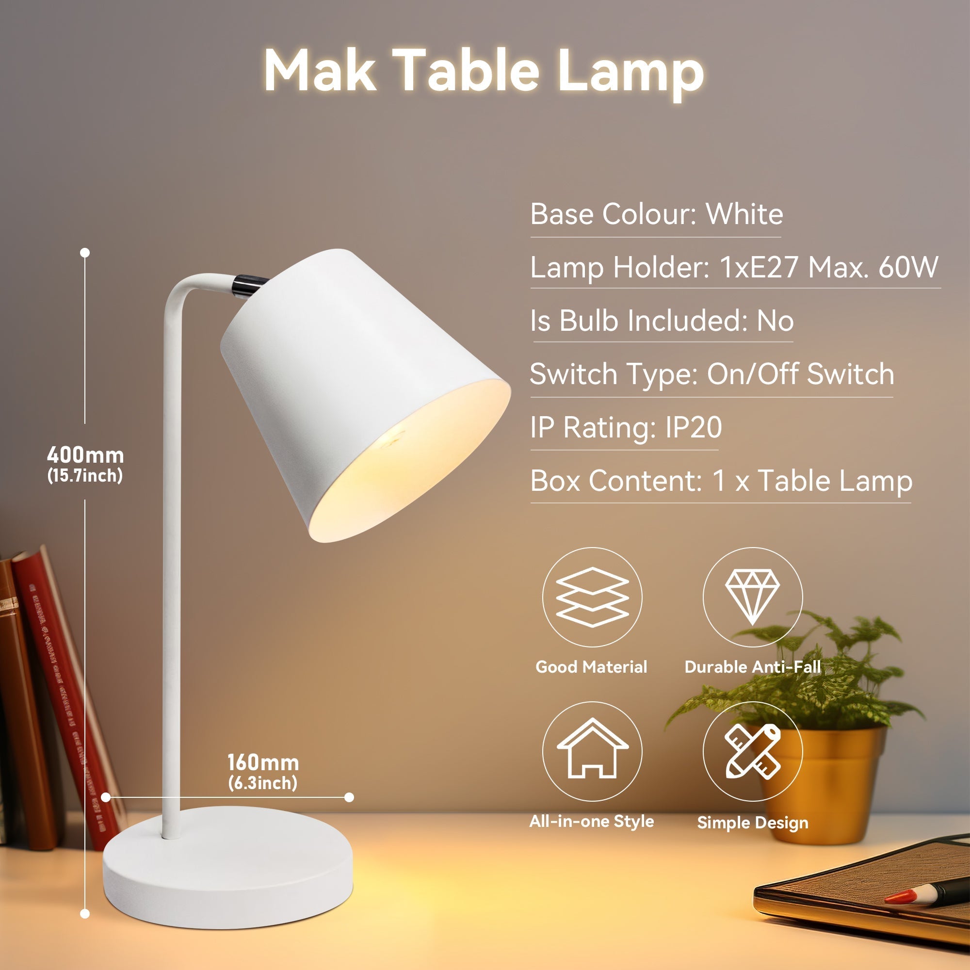 Mak Table Lamp - White