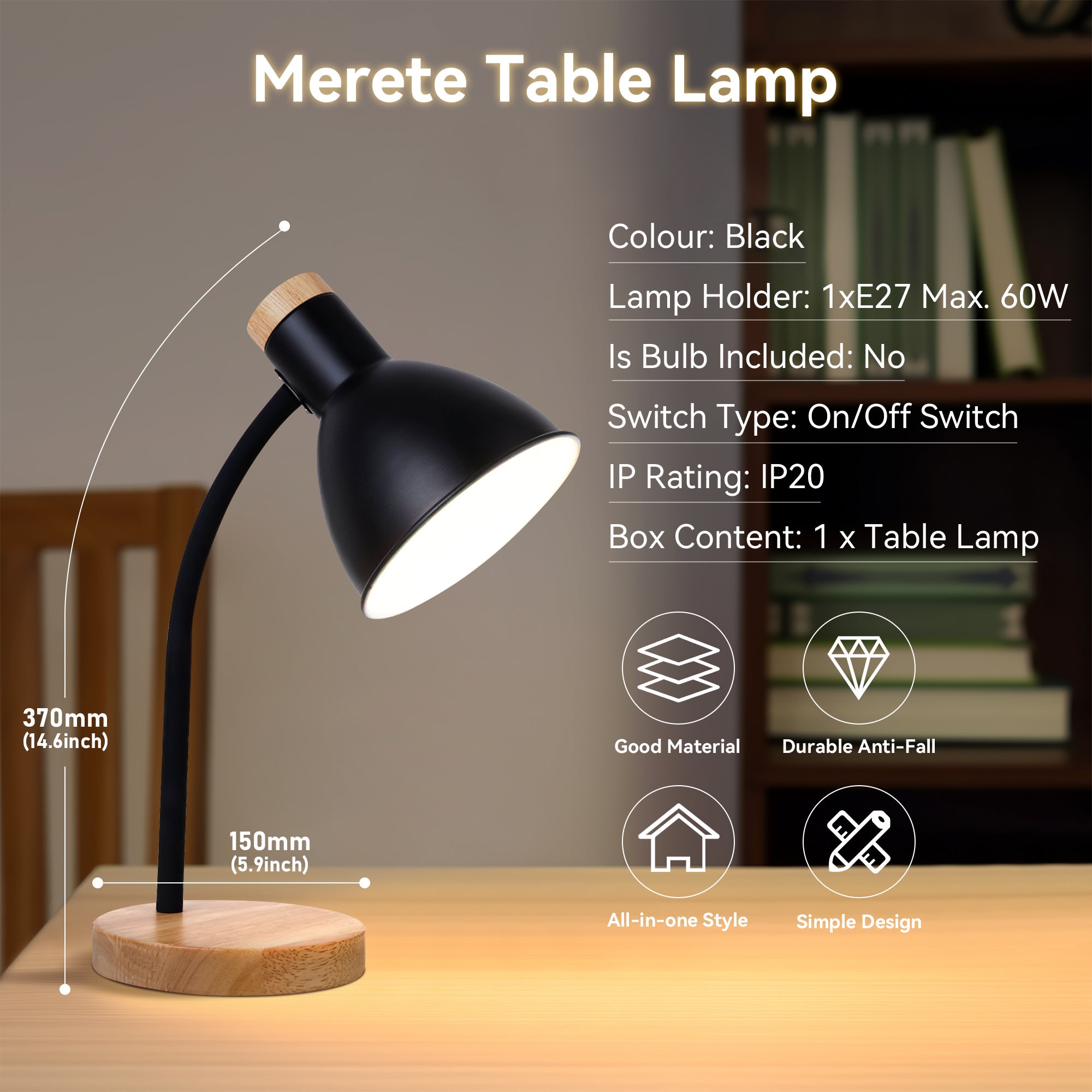 Merete Table Lamp - Black