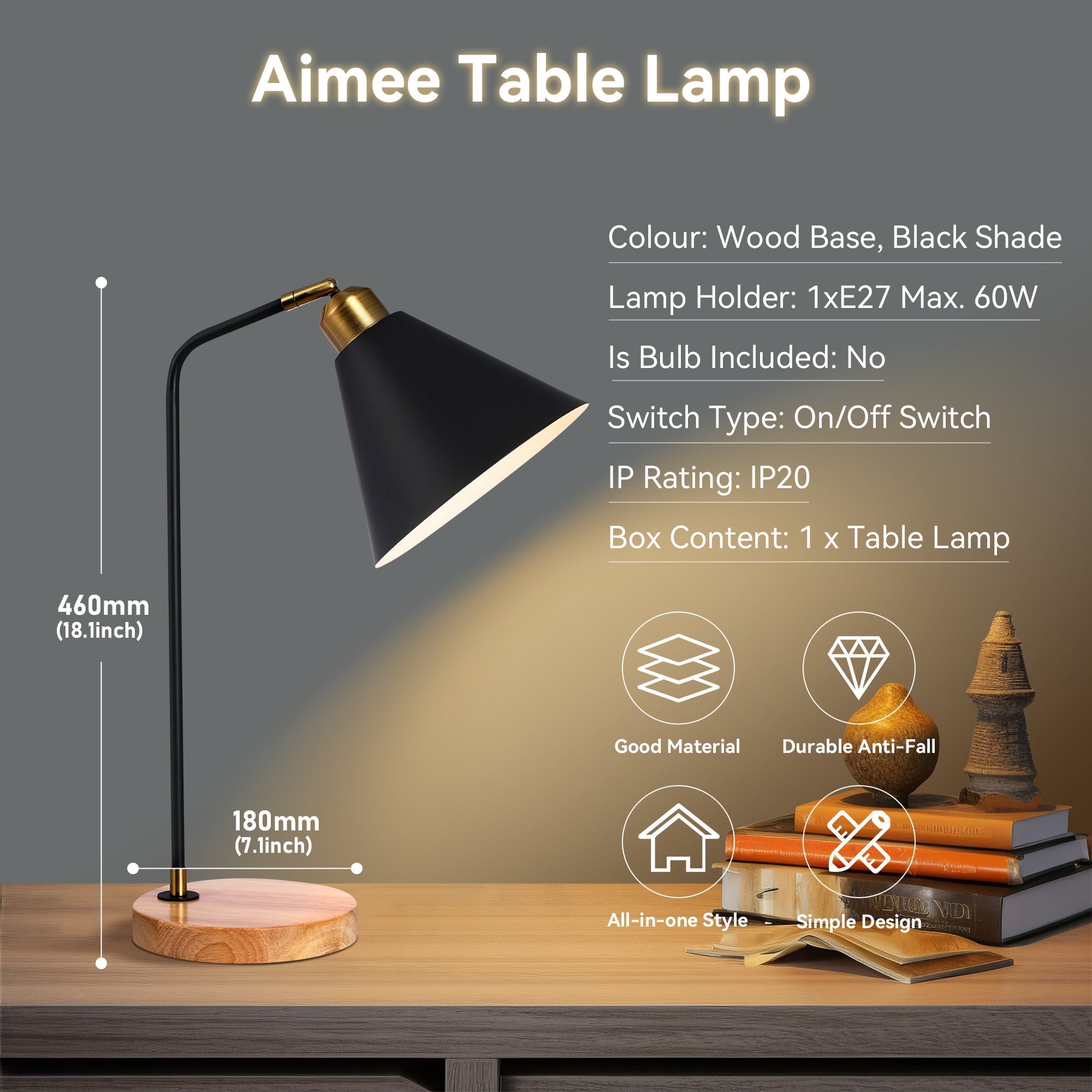 Aimee Table Lamp - Black
