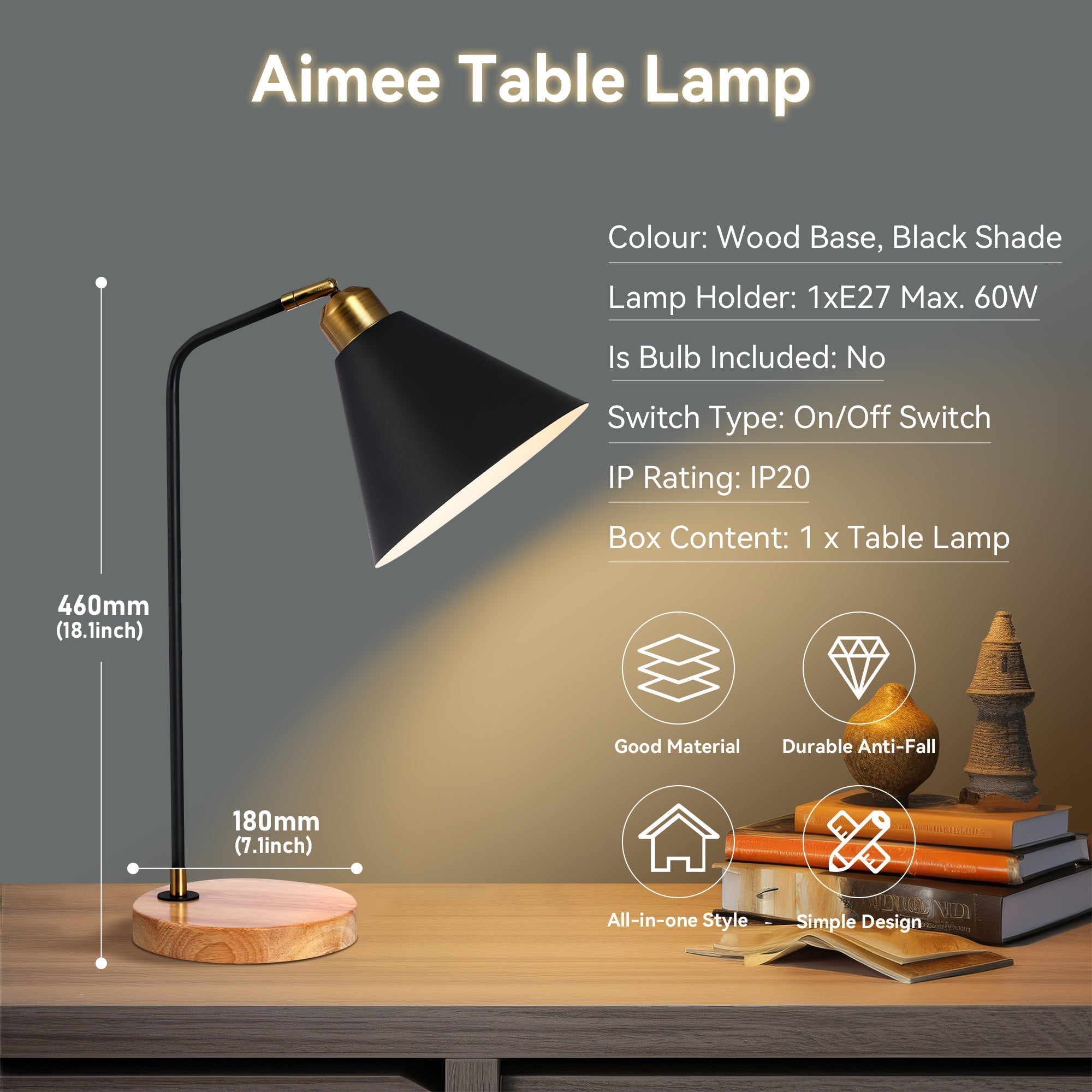 [Test] Aimee Table Lamp - Black (Copy)