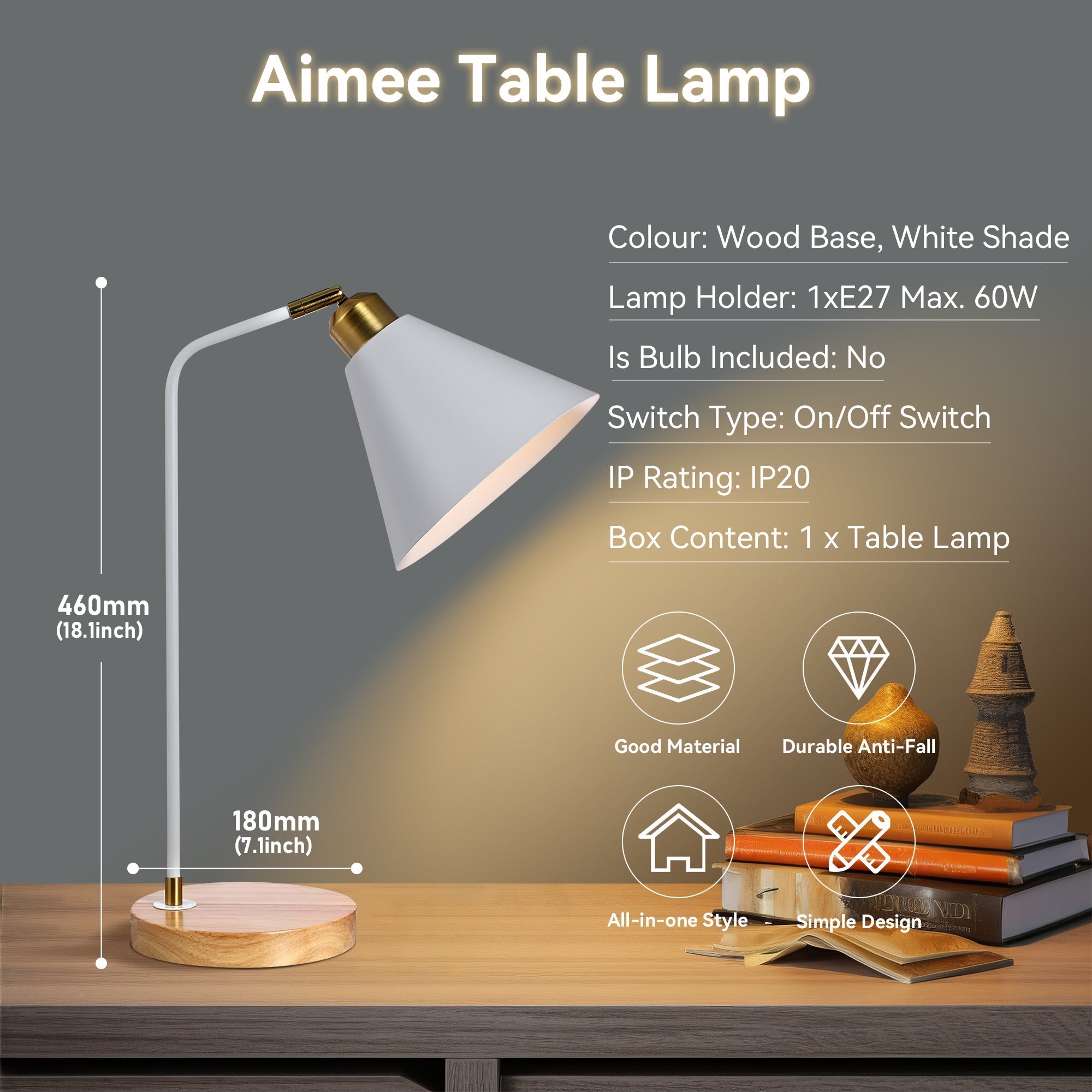 Aimee Table Lamp - White